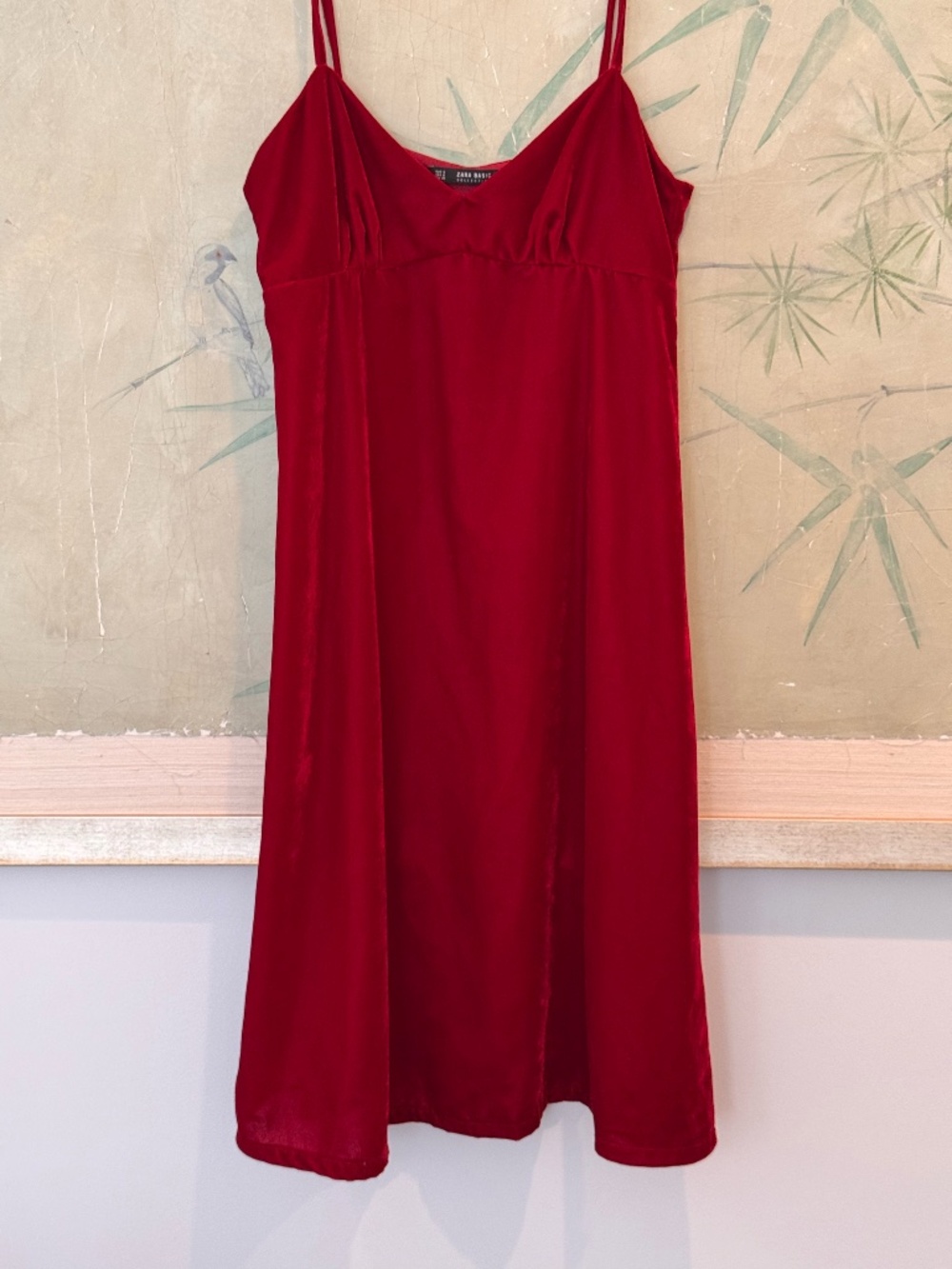Red Velvet Spagetti Strap Slip Dress